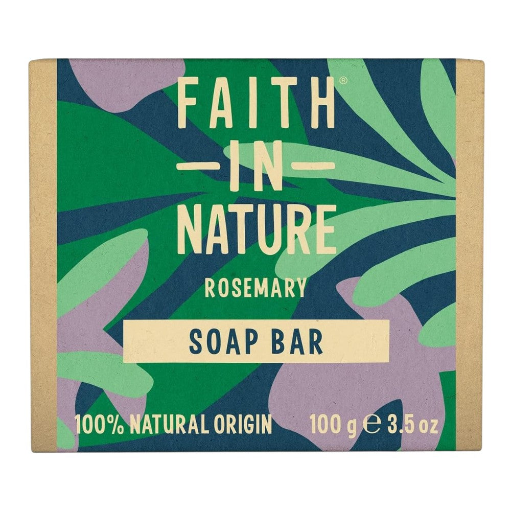 Faith In Nature Natural Rosemary Vegan Bar Soap 6 × 100g cardboard packaging