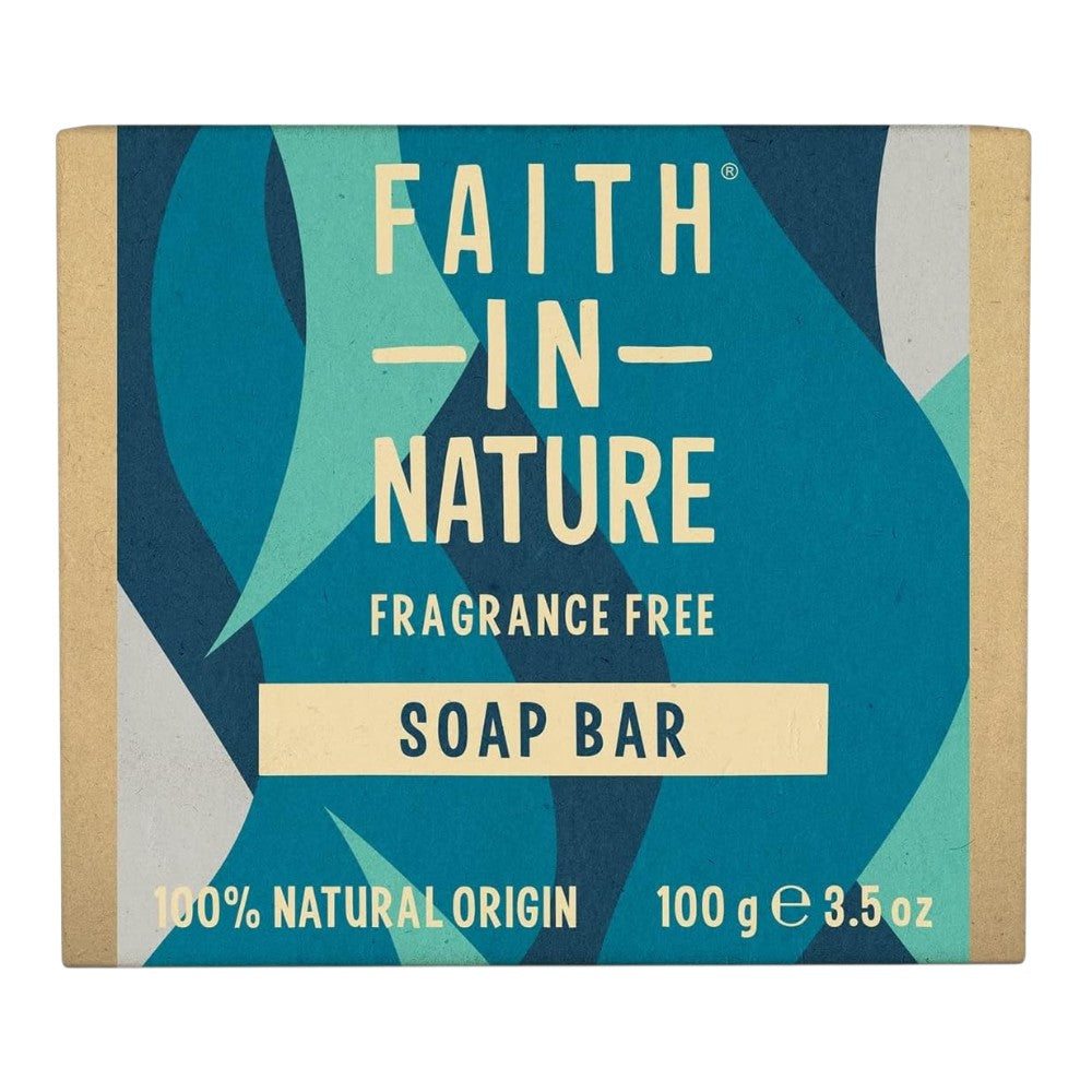 Faith In Nature Fragrance Free Vegan Bar Soap 6 × 100g cardboard packaging