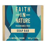 Faith In Nature Fragrance Free Vegan Bar Soap 6 × 100g cardboard packaging