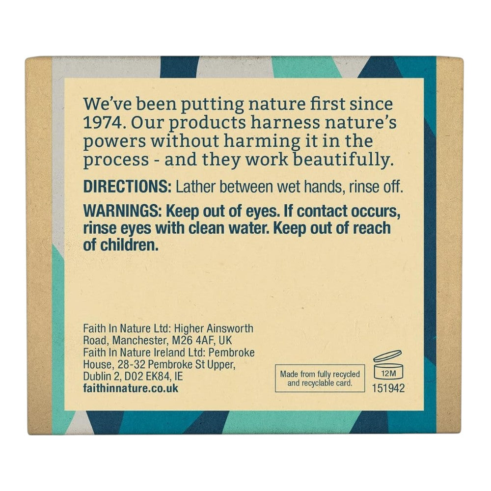 Faith In Nature Fragrance Free Vegan Bar Soap 6 × 100g cardboard packaging ingredients