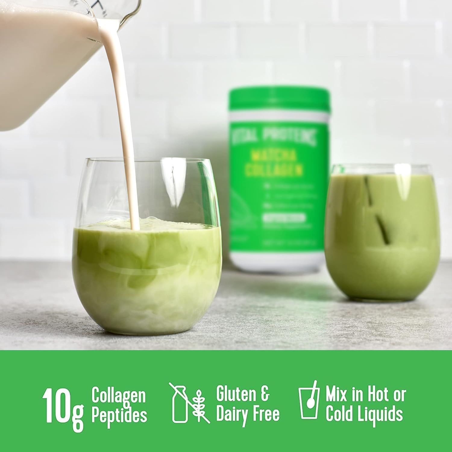 How to Use: Vital Proteins Matcha Collagen powder original flavour tub 341g usage instructions