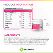 Supplement facts and directions for MAG365 BF powder.