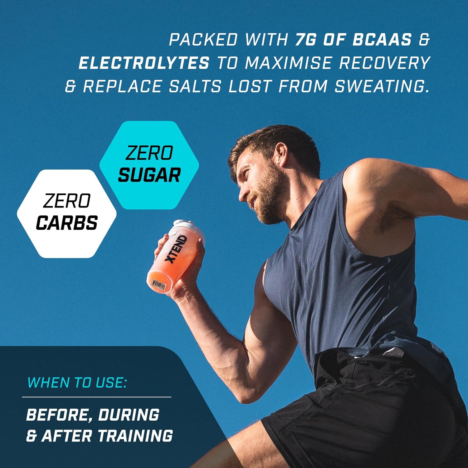 How to Use: XTEND Original BCAA Powder Blue Raspberry Ice scoop mixing instructions tub powder 444g 30 servings