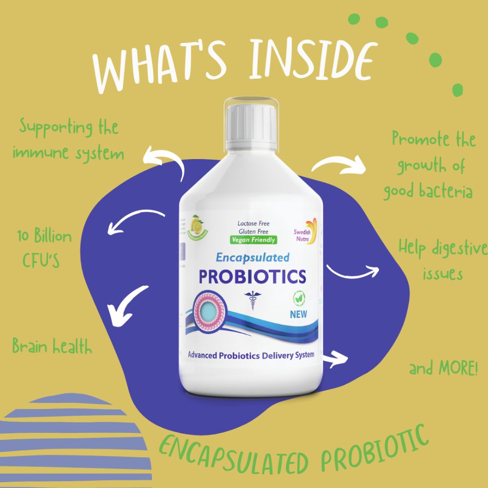 Lifestyle/use image: Swedish Nutra probiotics liquid lemon flavour daily use 500ml