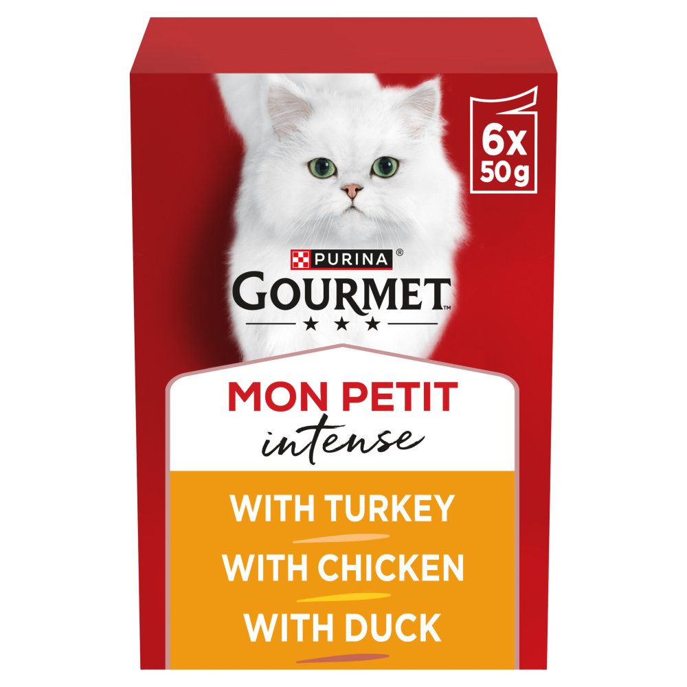 Purina Gourmet Mon Petit Intense Turkey Chicken Duck adult cat food 6 x 50g box