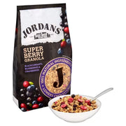 Jordan's Super Berry Granola High Fibre Breakfast Cereal 1.5kg pack served with milk or yoghurt