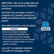 Supplement dosage for Life Extension Super K showing K1, MK-4, and MK-7 amounts.