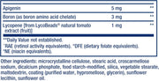 Supplement facts panel for Life Extension Two-Per-Day Multivitamin showing full ingredient list.