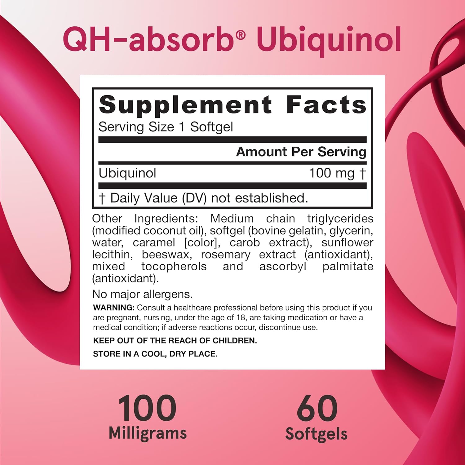 Supplement Facts Image: Jarrow Formulas Ubiquinol QH-Absorb 100mg supplement facts ingredients softgels