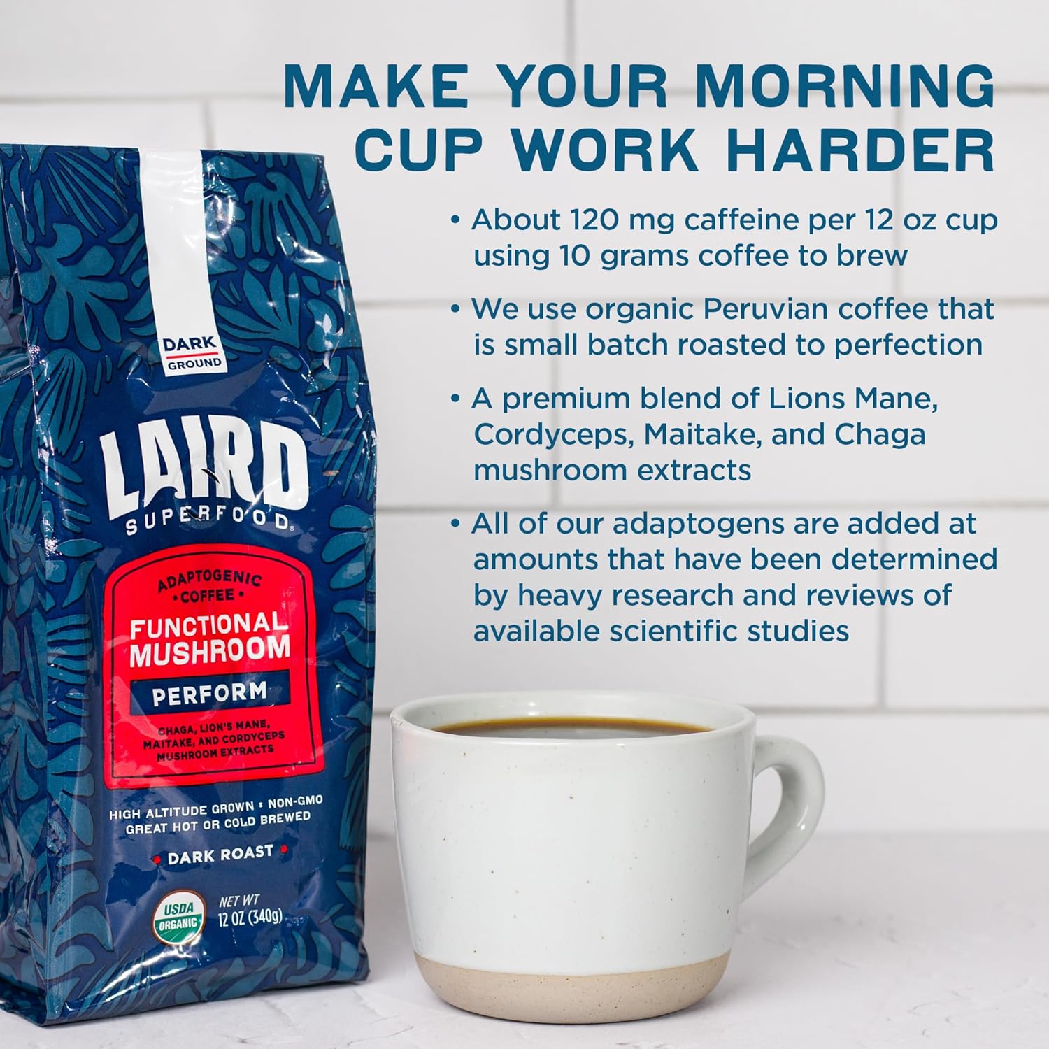 Laird Superfood Peruvian Dark Roast Coffee with Mushrooms - 340g
