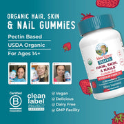 MaryRuth’s Hair Skin Nails vegan gummies chewable serving strawberry flavour 60 gummies quantity