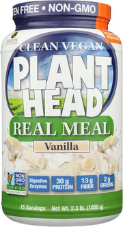 Genceutic Naturals Plant Head Real Meal vegan protein powder vanilla tub 1050g