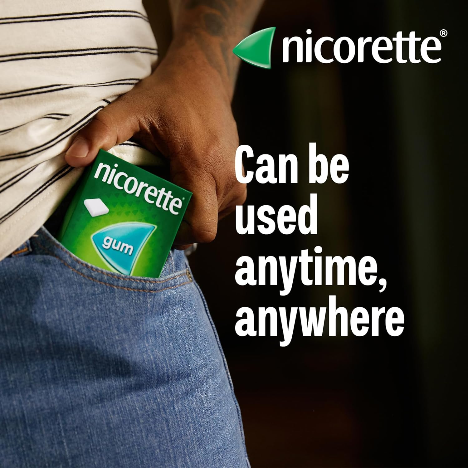 Lifestyle/use image: Nicorette Icy White gum discreet daily use chewing