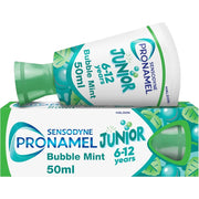 Sensodyne Pronamel Junior Bubble Mint Toothpaste 6–12 Years 50ml tube and carton front packaging