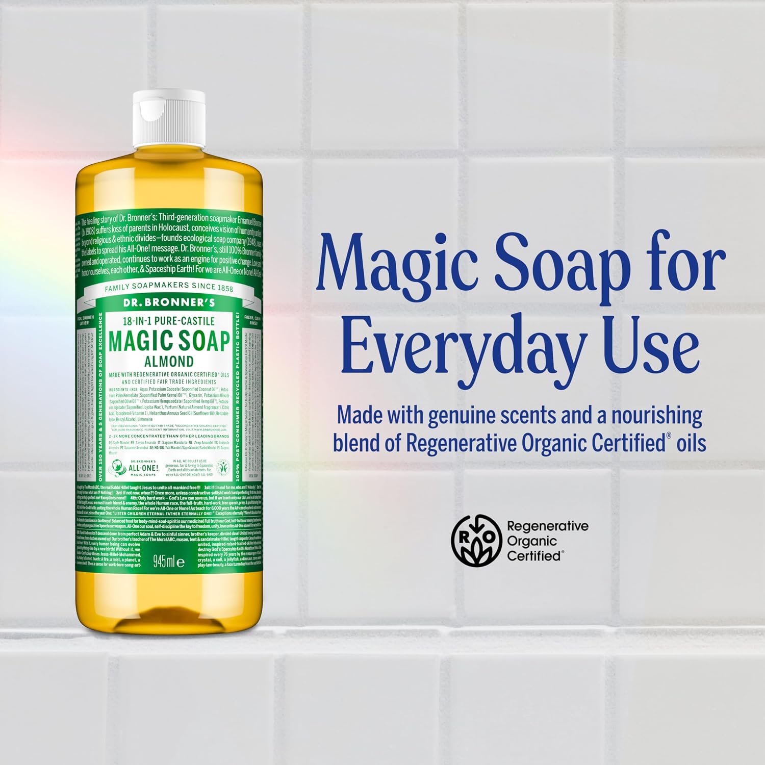 Dr. Bronner's Almond 18-in-1 Pure-Castile Liquid Soap 945ml