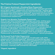 Essential Oxygen oral care kit showing supplement facts, ingredients, and usage instructions."