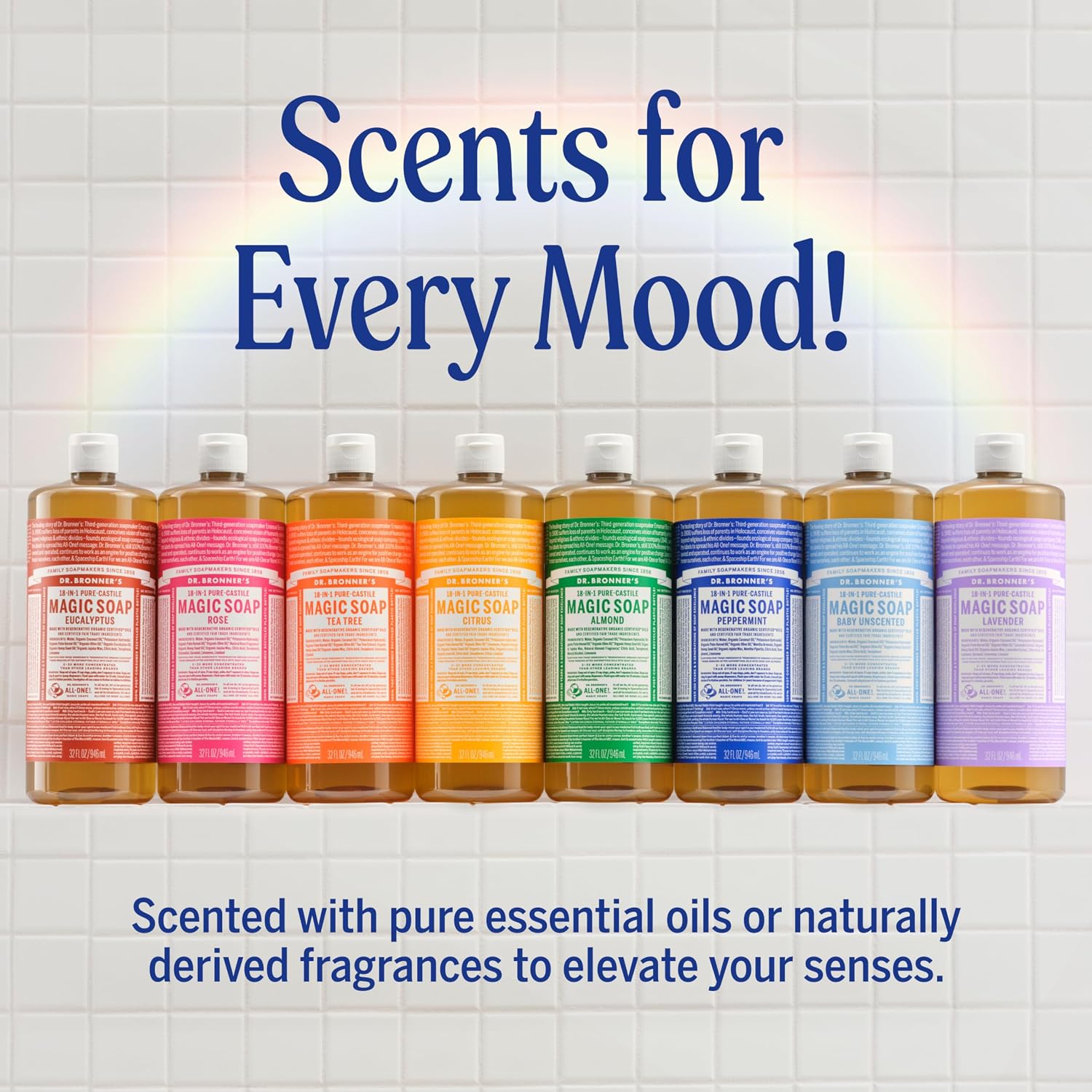 Dr. Bronner's Lavender 18-in-1 Pure-Castile Liquid Soap 945ml & other variants