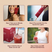 IM8 Daily Ultimate Essentials Açaí & Mixed Berries mixing instructions 30 sachets