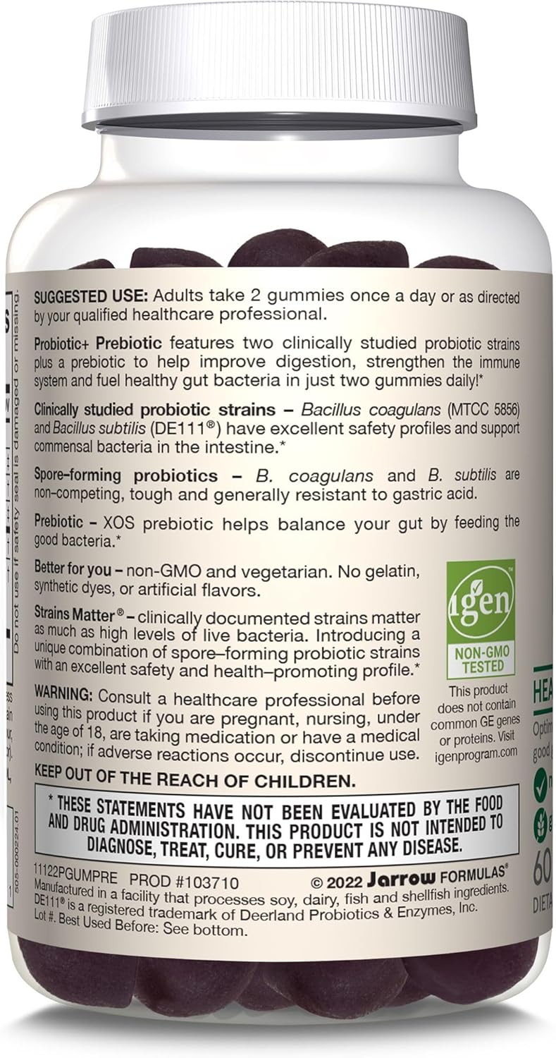 How to Use Image: Jarrow Formulas probiotic prebiotic gummies blackberry 50 count usage instructions