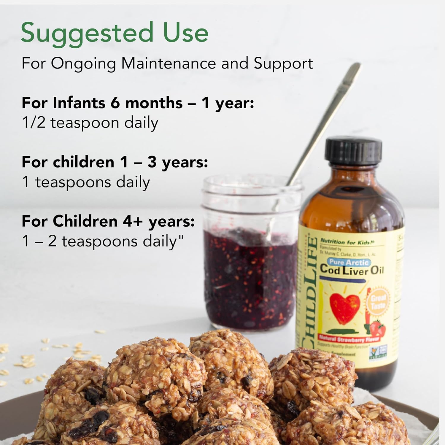 ChildLife Essentials Cod Liver Oil usage instructions kids liquid strawberry 237ml
