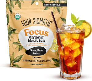 Four Sigmatic Organic Black Tea tin, Lemon flavour with L-Theanine & Lion's Mane, 60g.