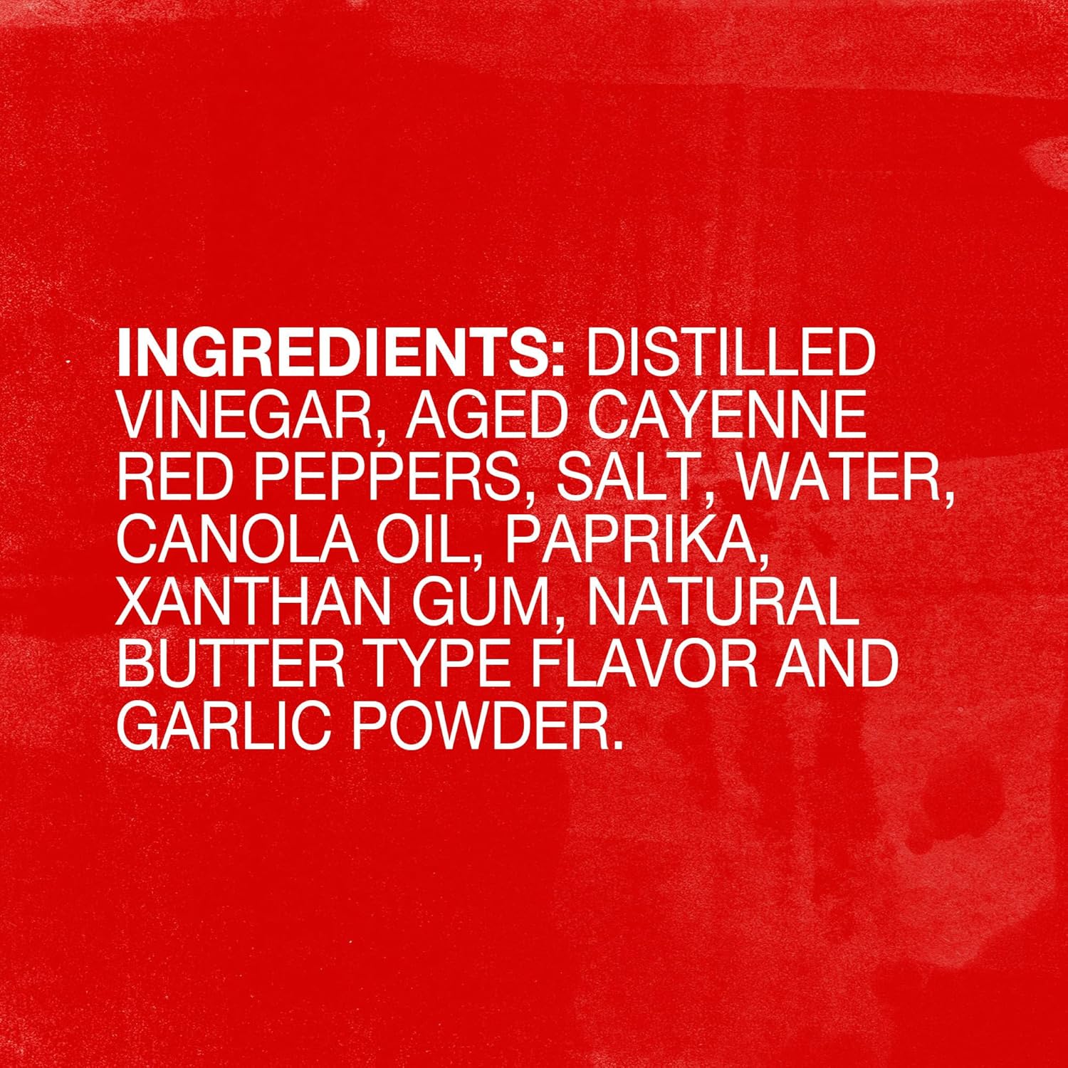 Ingredients image: Franks RedHot sauce ingredients label bottle 680ml