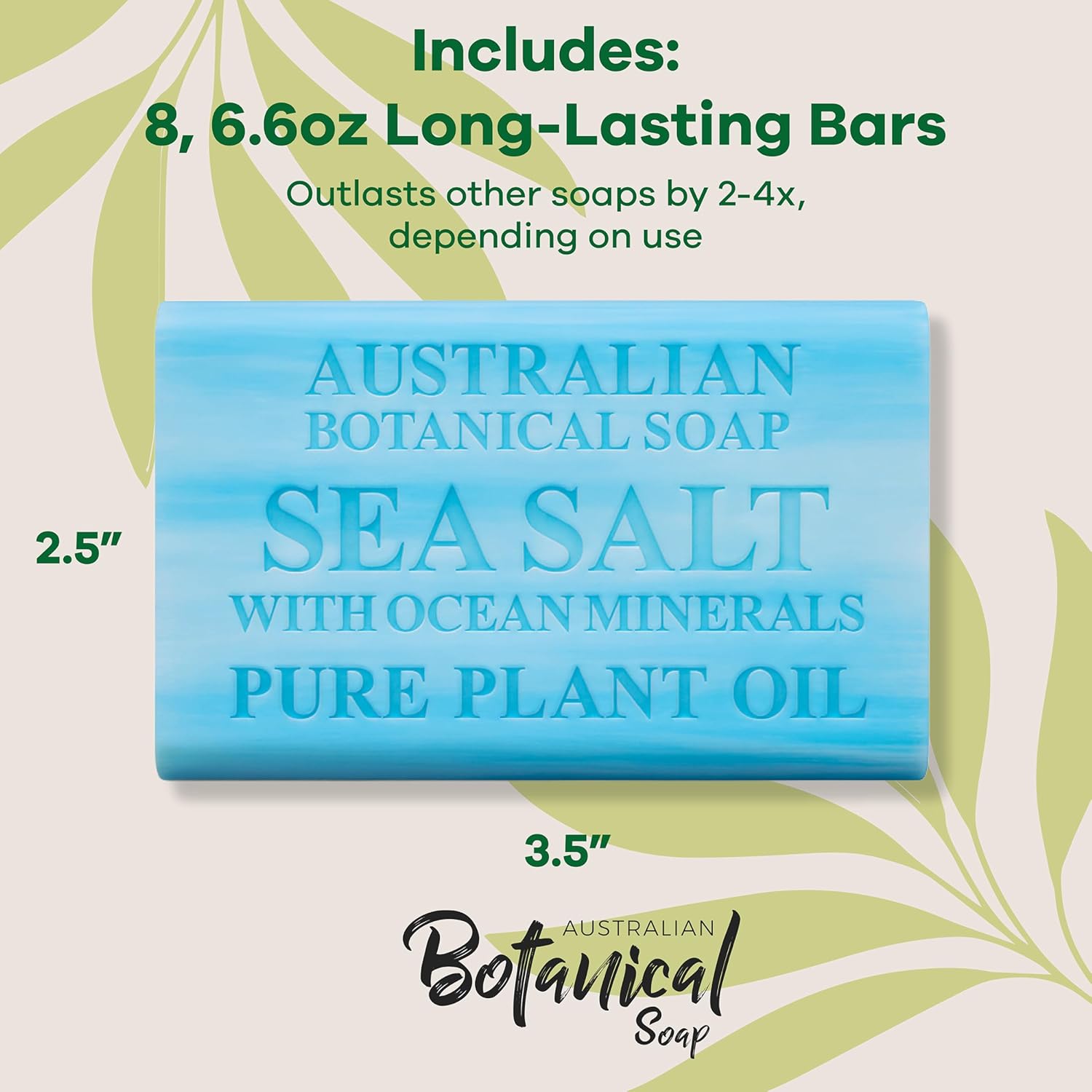 Australian Botanical Sea Salt with Ocean Minerals Soap Bar size