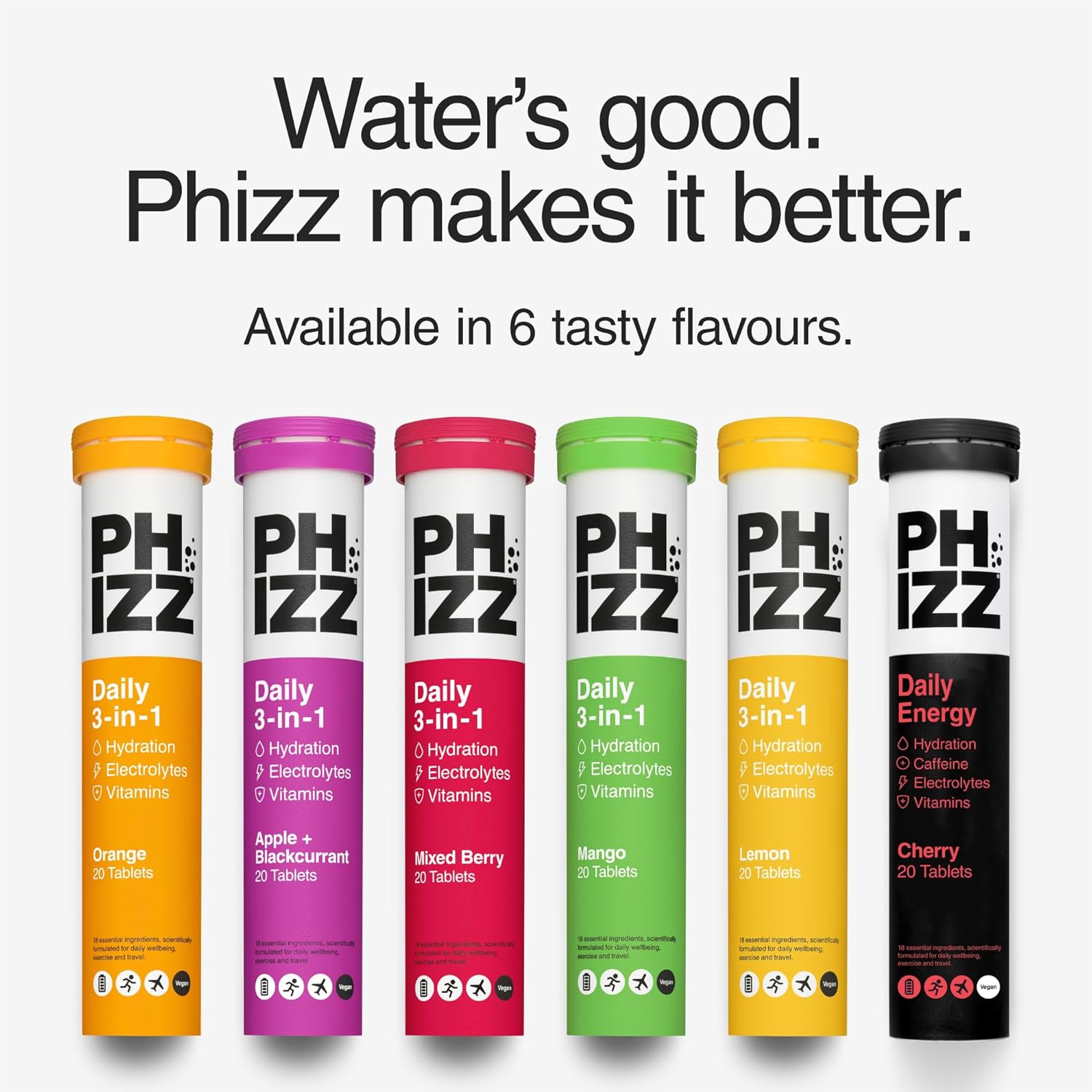 Phizz Daily 3-in-1 Electrolyte & Multivitamin Mixed Berry Tablets & other variants