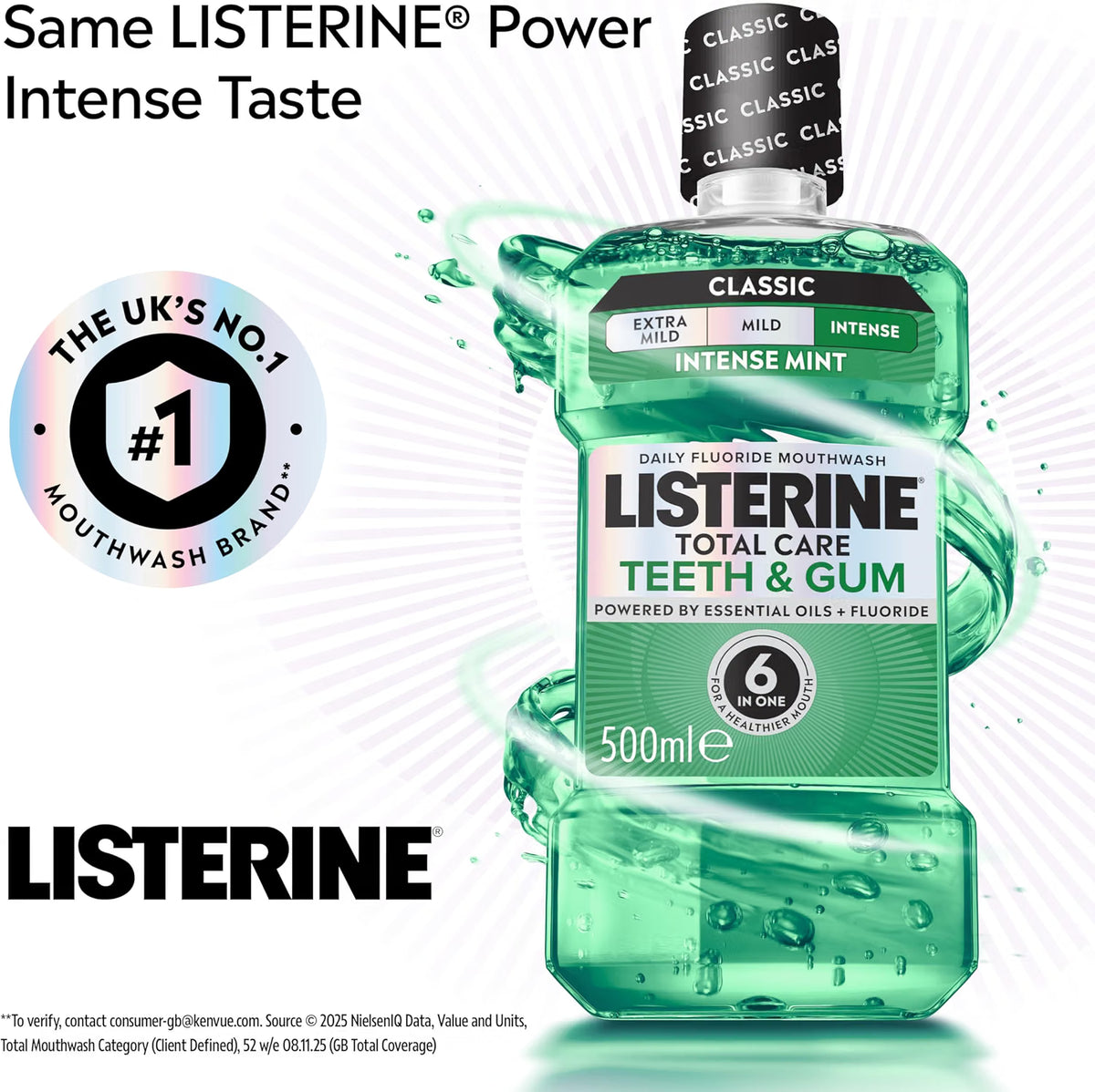 Listerine Total Care Teeth & Gum Intense Mint Mouthwash oral rinse bottle 500ml