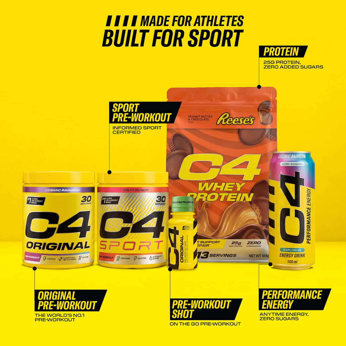 Cellucor C4 Whey Protein Vanilla Bean Flavour 1.57kg & other variants