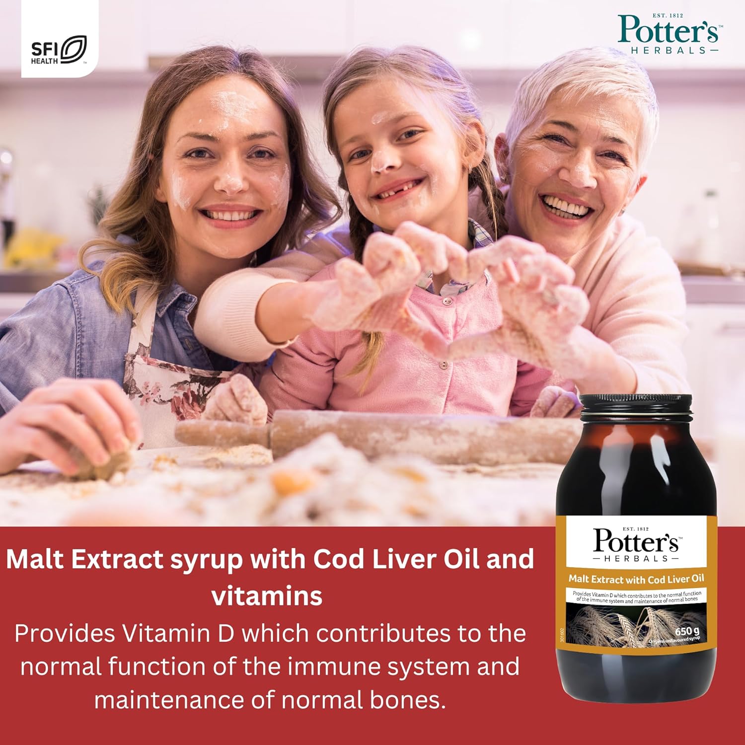 Potter's Herbals traditional malt extract with cod liver oil jar 650g