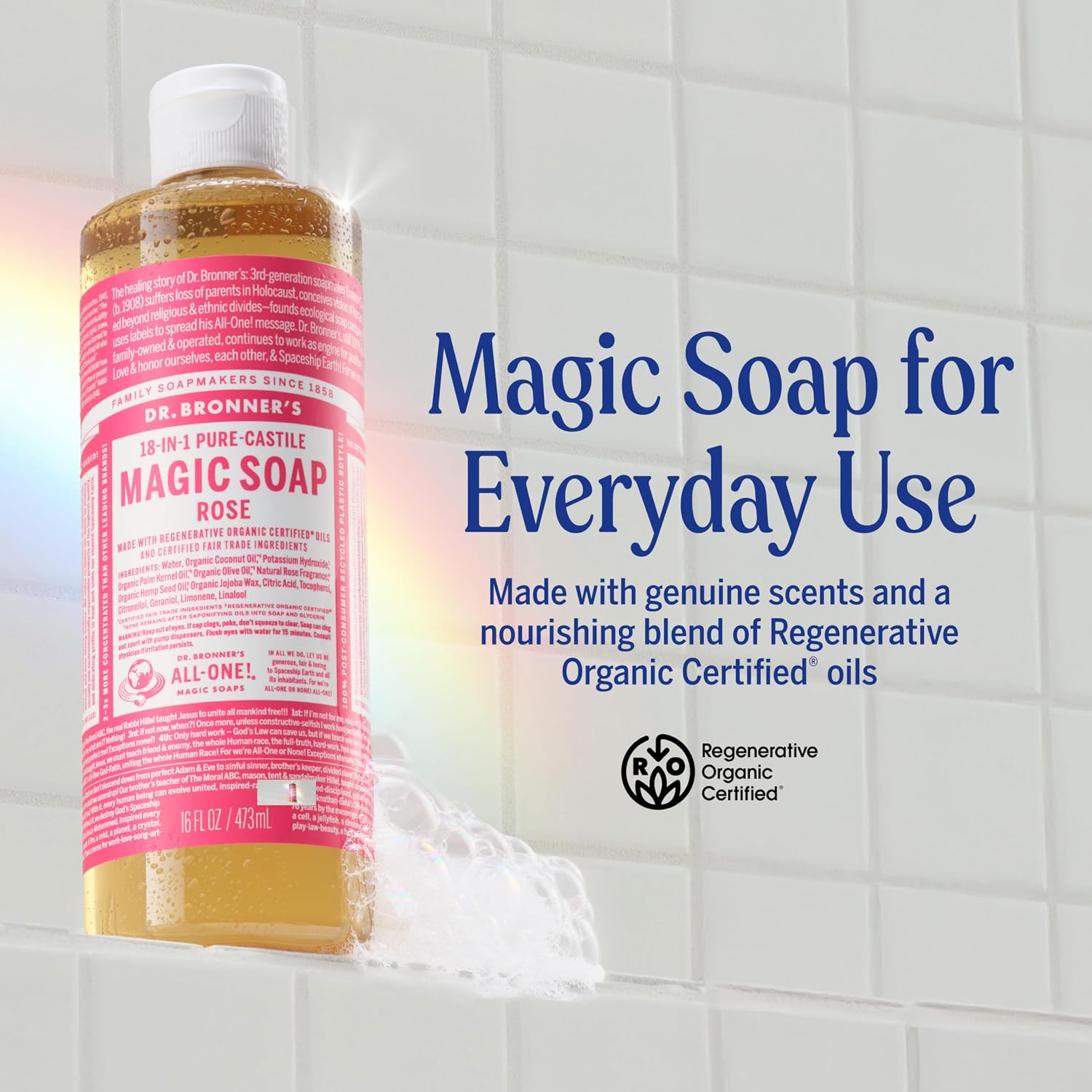 Dr. Bronner's Rose 18-in-1 Pure-Castile Liquid Soap 240ml