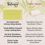 Australian Botanical Lemongrass & Lemon Myrtle Soap Bar versus other soap.