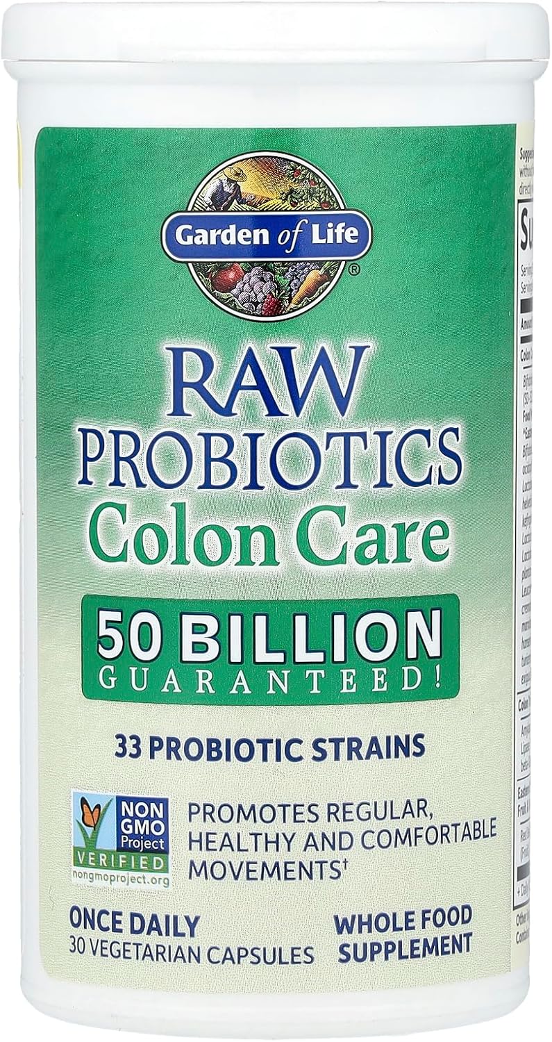 Garden of Life Raw Probiotics bottle, 30 capsules, 50 Billion CFU.