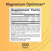 Supplement Facts Image: Jarrow Formulas Magnesium Optimizer supplement facts ingredients tablets 200 count