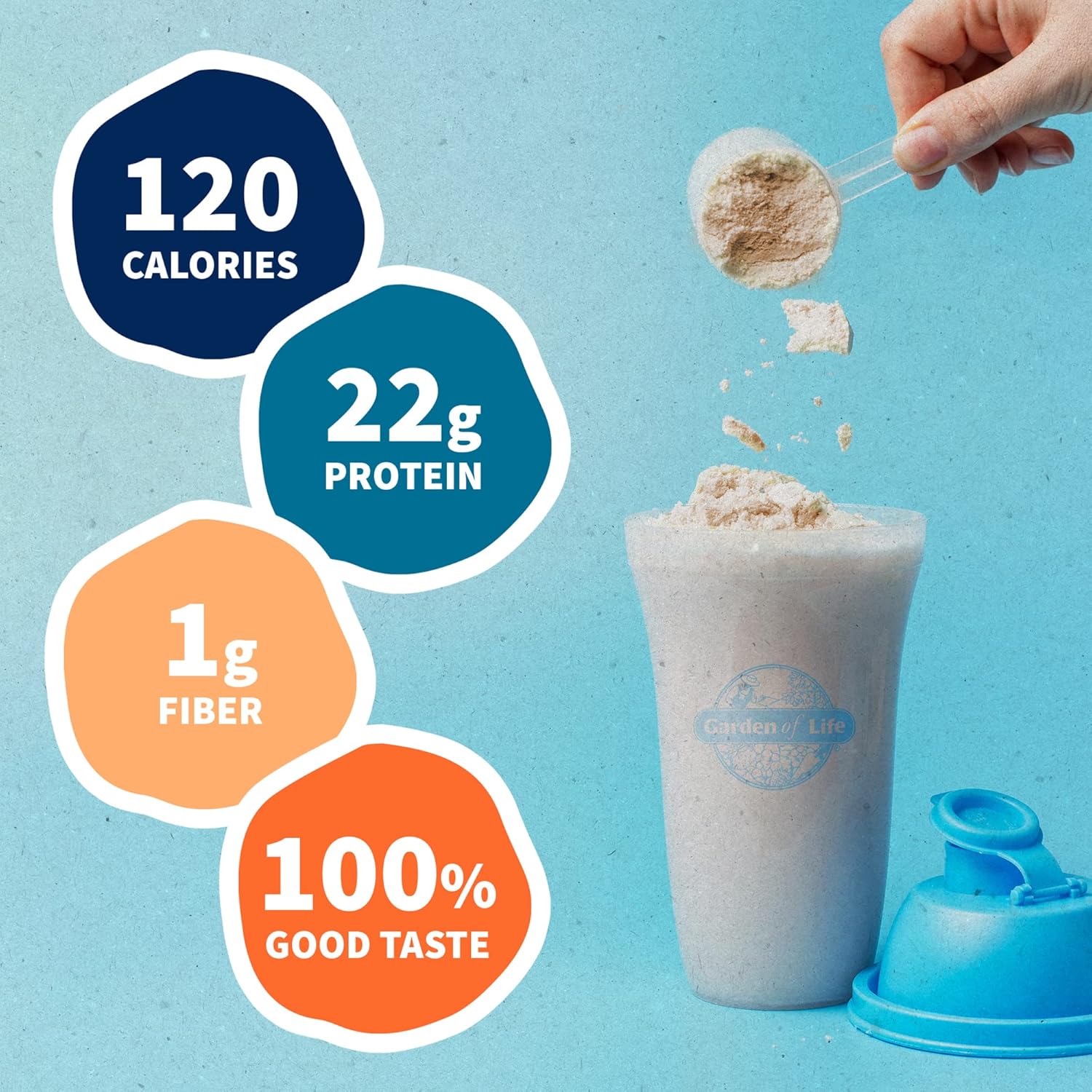 Garden of Life Raw Organic Vegan Protein Powder mixed with water shake tub 560g