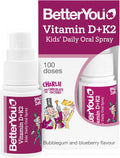 Spray oral BetterYou Vitamine D + K2 pour enfants, bubblegum & myrtille - 15ml