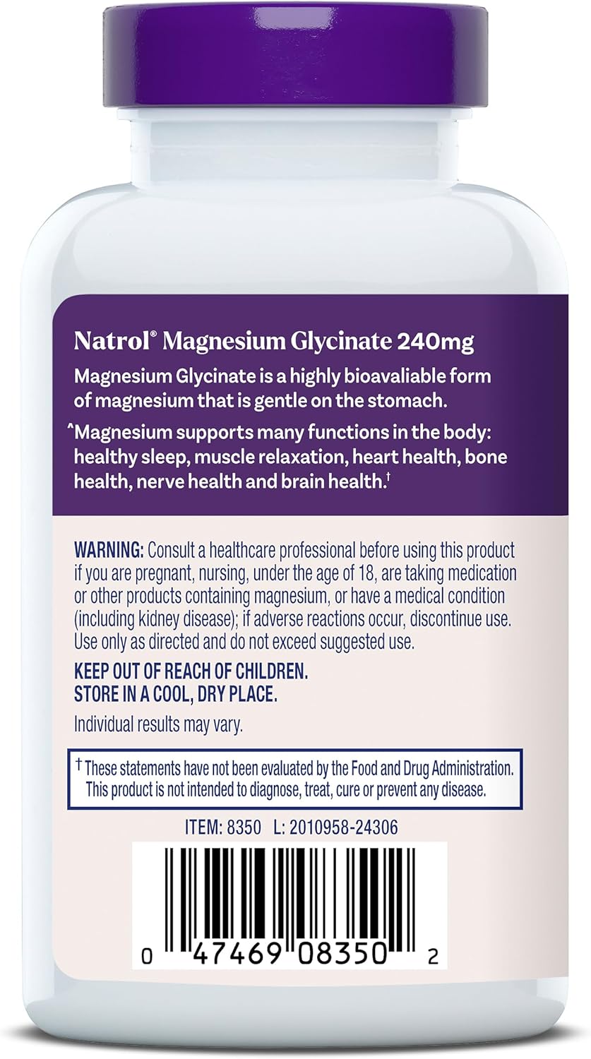 Natrol Magnesium Glycinate 240mg Capsules – 60 count