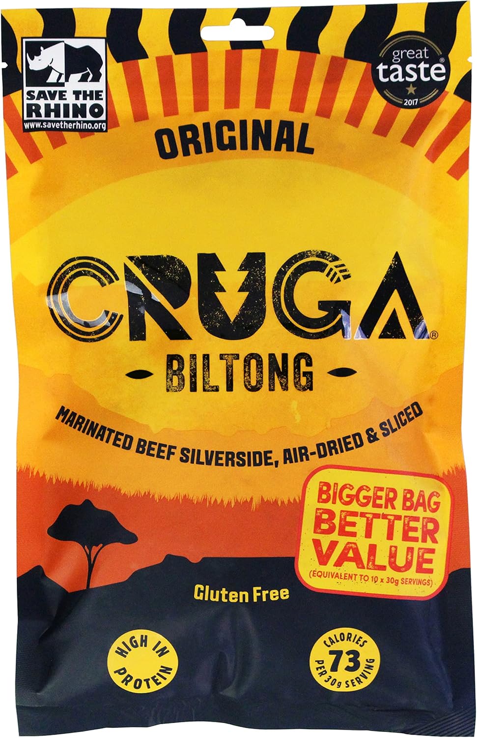 Cruga Original Beef Biltong resealable pack 300g