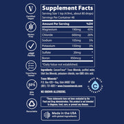Supplement Facts Image: Trace Minerals 40000 Volts supplement facts ingredients liquid bottle 237ml