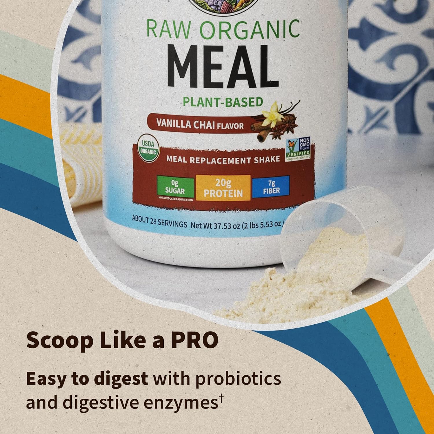 Garden of Life RAW Organic Meal Shake powder, Vanilla Chai flavour, 1064g