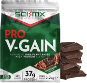 Front image: SCI-MX Nutrition Pro V-Gain vegan protein powder chocolate bag 2.2kg