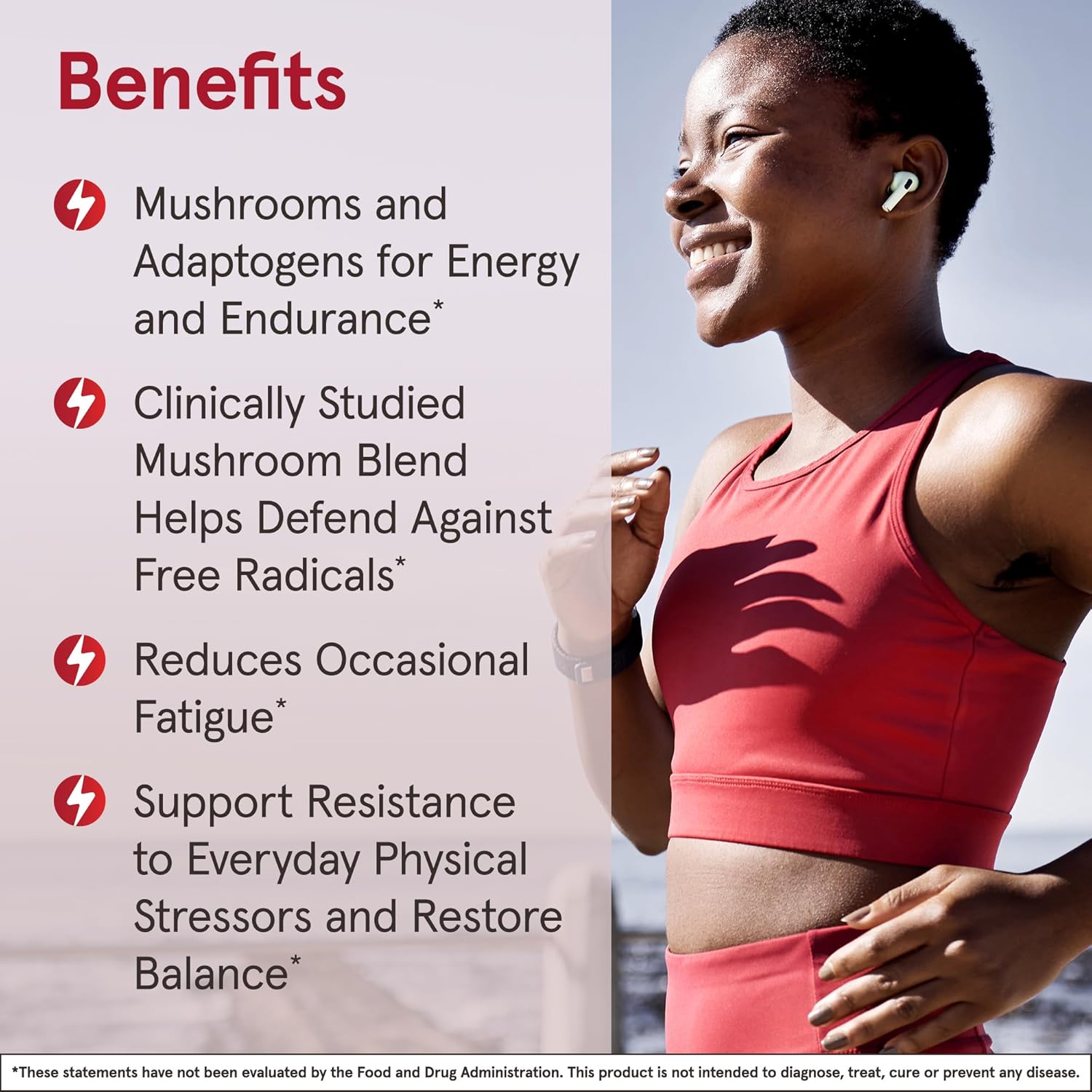 Lifestyle Image: Jarrow Formulas Energy Optimizer mushroom complex veggie capsules daily supplement use 90 count