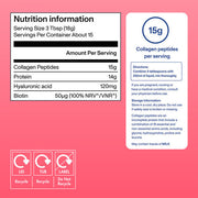 Supplement facts & ingredients image: Vital Proteins Beauty Collagen Peptides powder strawberry lemon tub 271g ingredients label