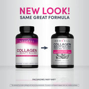 NeoCell Collagen Beauty Builder bottle, 150 caplets, on white background. Old & new packaging.