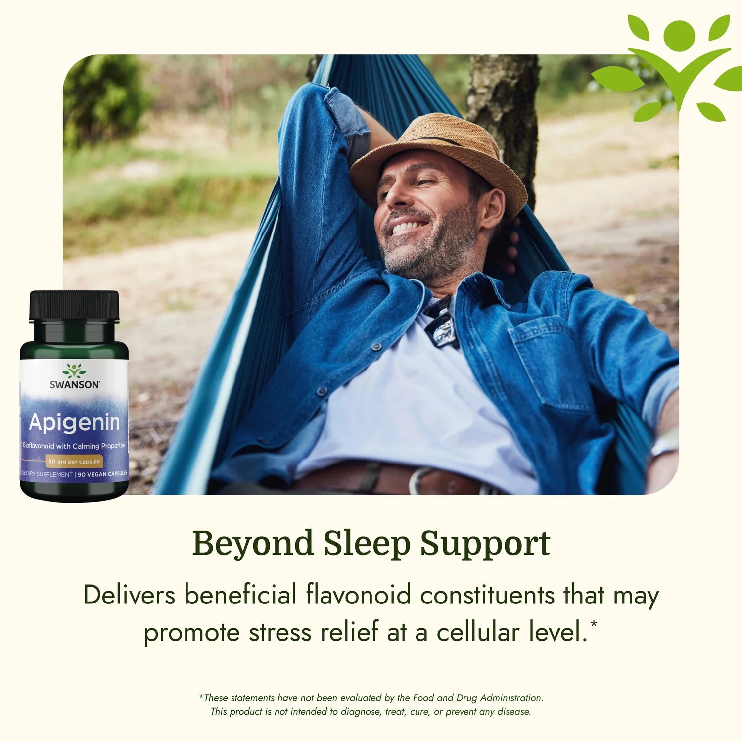 Swanson Apigenin 50mg 90 Vegan Capsules sleep support