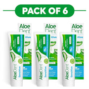 Aloe Dent Sensitive Aloe Vera Gel Toothpaste 100ml Pack of 6