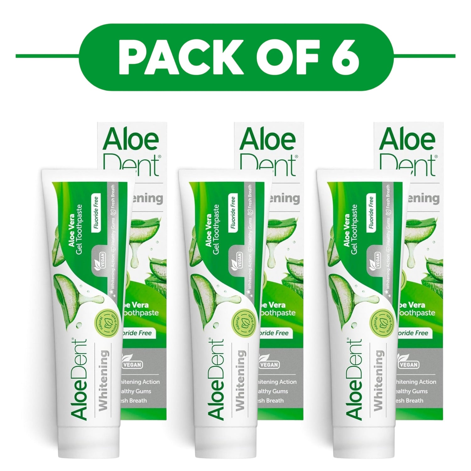Aloe Dent Whitening Aloe Vera Gel Toothpaste 100ml Pack of 6