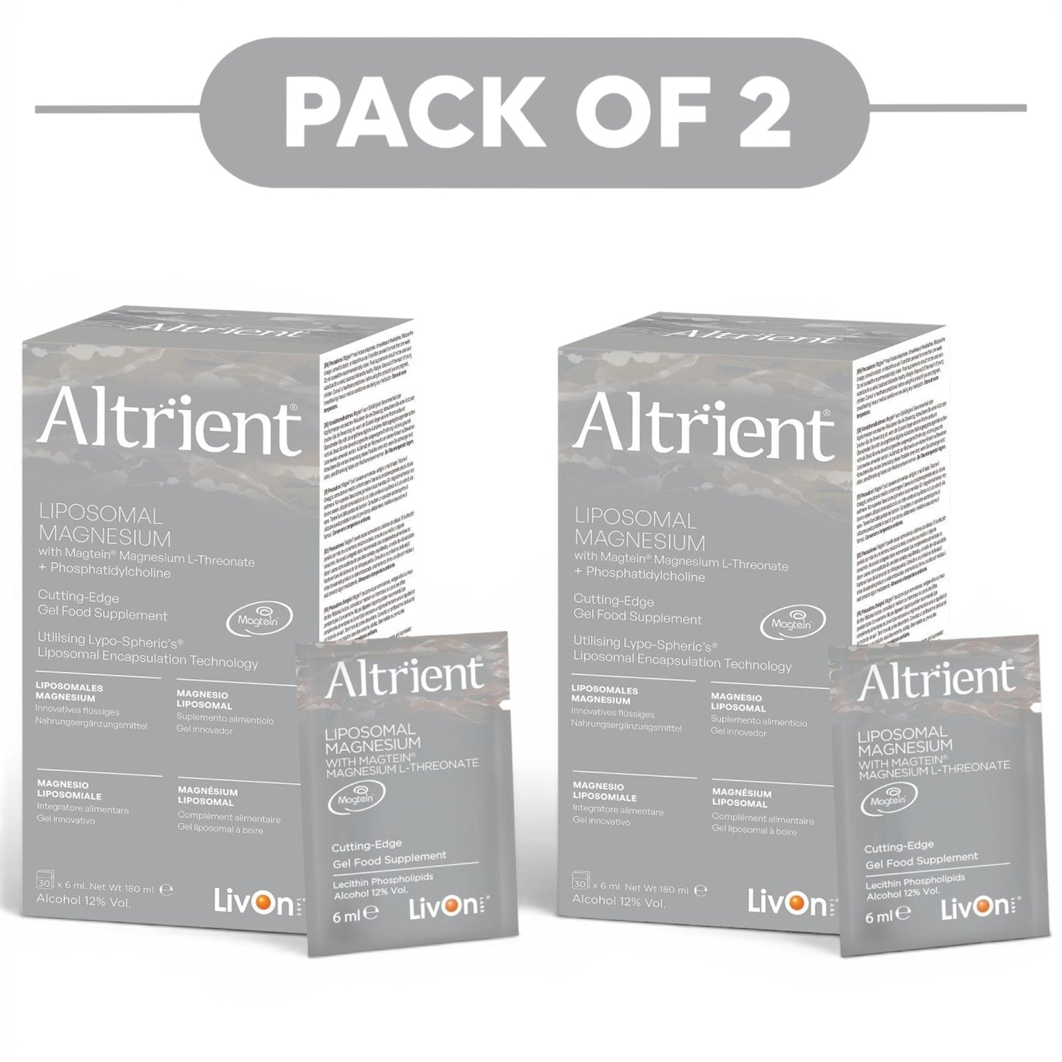 Altrient Liposomal Magnesium with Magtein 30 x 6ml Pack of 2