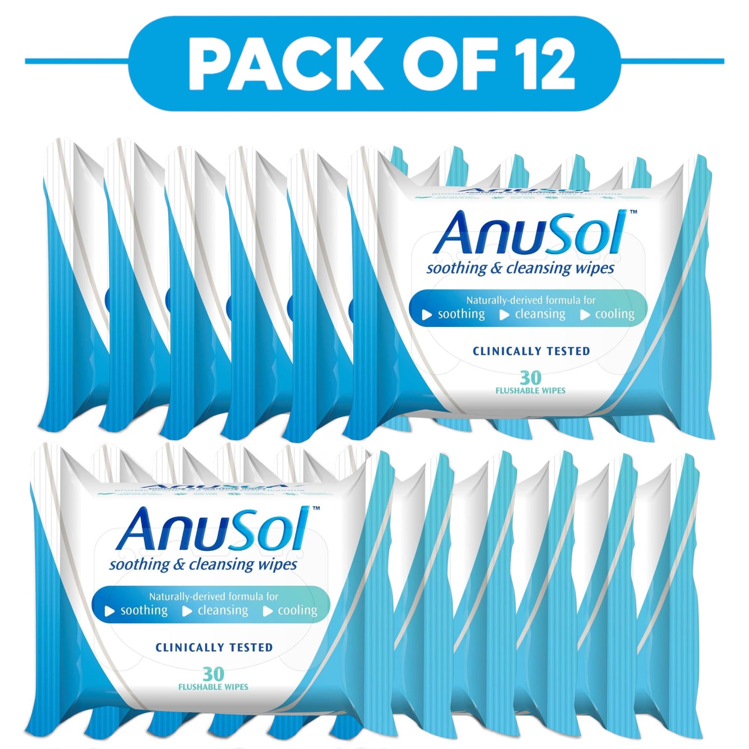 Anusol Soothing & Cleansing Flushable Wipes 30 Wipes Pack of 12